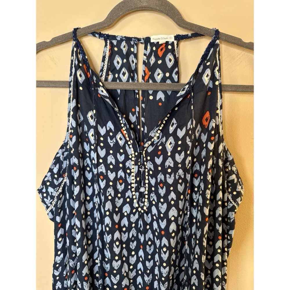 Poupette St Barth Navy Geometric Print Jumpsuit Size Large - Picture 4 of 7